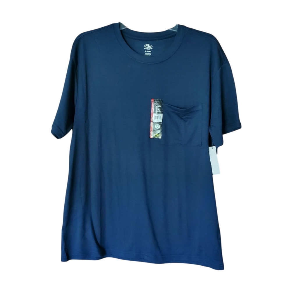 NWT Athletic Works Mens Tri Blend Size Medium With Pocket‎ Tshirt Blue Cove